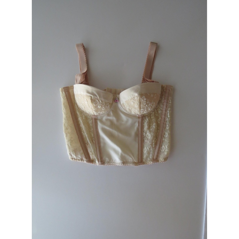 Vintage Italian Dusty Pink Mauve Corset Top, Thick Straps, 90s Intimissimi